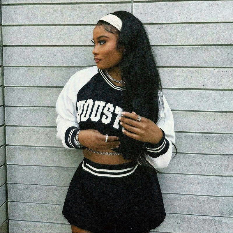 Baseball Sweater Skirt Set