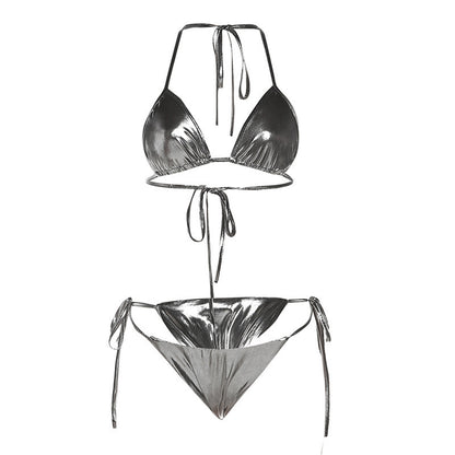 Lace-up Reflective Bikini